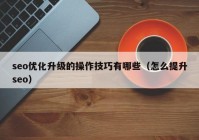 seo优化升级的操作技巧有哪些（怎么提升seo）