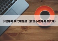 小程序开发代理品牌（微信小程序开发代理）