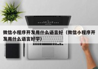 微信小程序开发用什么语言好（微信小程序开发用什么语言好学）